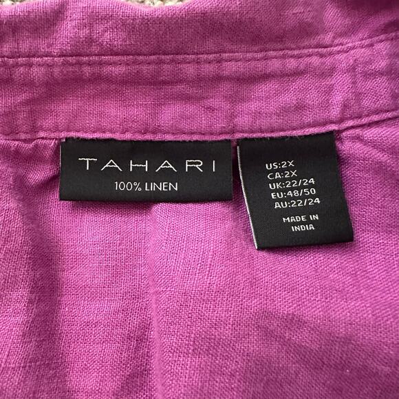 Tahari purple linen three-quarter sleeve top size 2X - Picture 7 of 13
